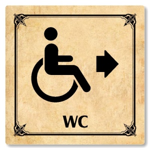 WC invalidé vpravo, 80x80mm, pergamen, Nebraska